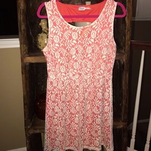 Charming Charlie peachy lace slip dress